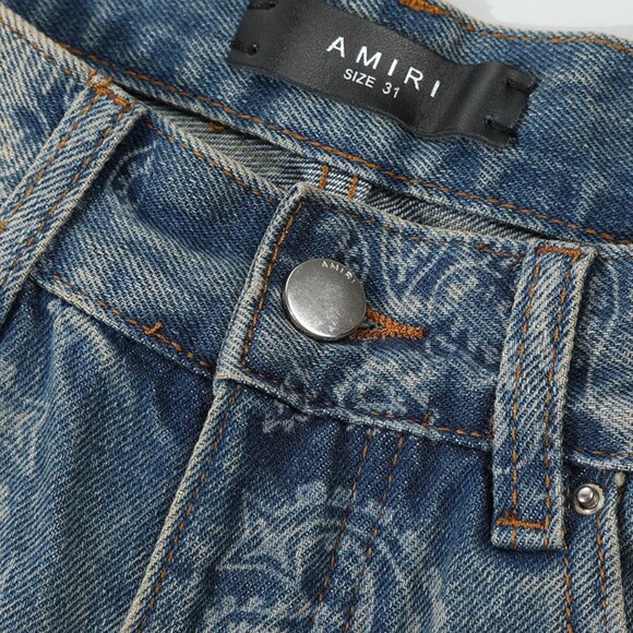 Amiri Patterned Denim Flared Jeans - Picture 5 of 9